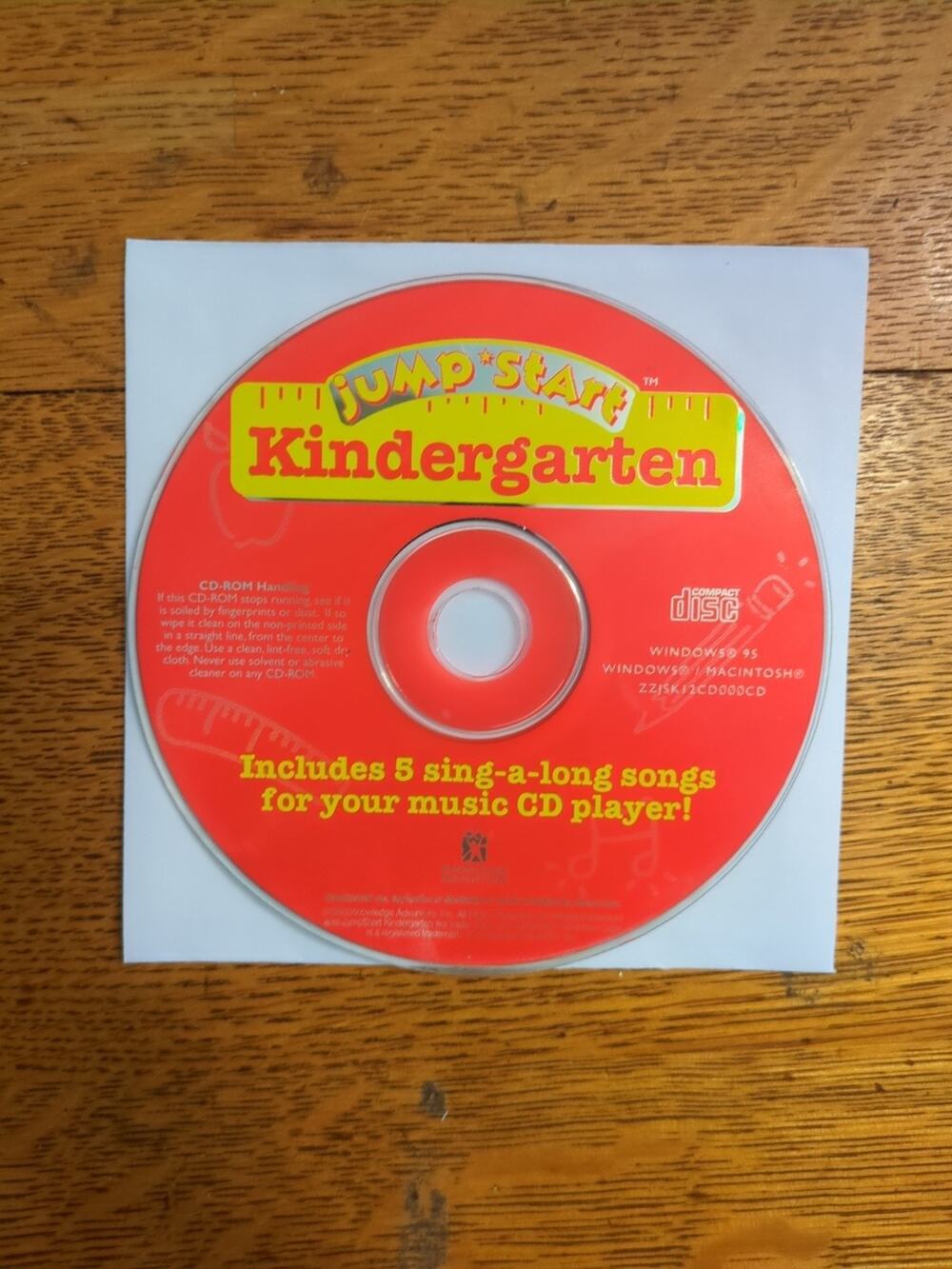 JUMP START KINDERGARTEN INCLUDES 5 SING-A-LONG SONGS disc only